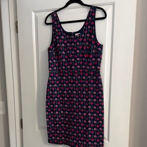 J. Crew Navy Dress with Pink and Red Floral Design